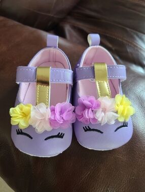 Purple Unicorn Crib Shoes Only, Size 3 Infant, Dress Sold Separately